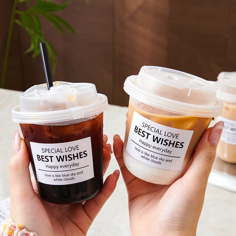 Disposable Coffee Cup Milk Tea Cup With Lid Cold Beverage Cup Plastic Out To Carry Shop Packaging Special Juice Supplier - Image 4